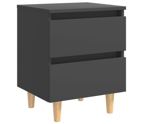 vidaXL Nattbord med heltre furuben 2 stk grå 40x35x50 cm