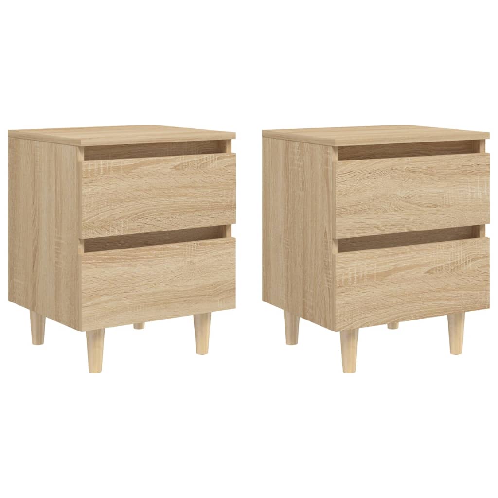 vidaXL NoÄŤnĂ­ stolky s nohami z borovice 2 ks dub sonoma 40x35x50 cm