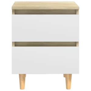 vidaXL Nattbord med heltre furuben hvit og sonoma eik 40x35x50 cm