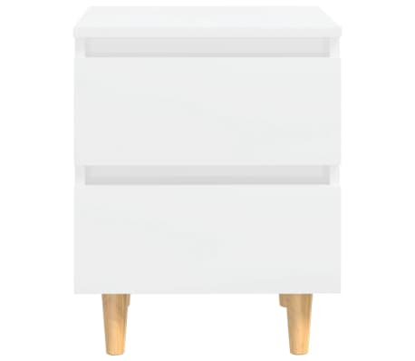 vidaXL Bed Cabinet & Solid Pinewood Legs High Gloss White 40x35x50 cm