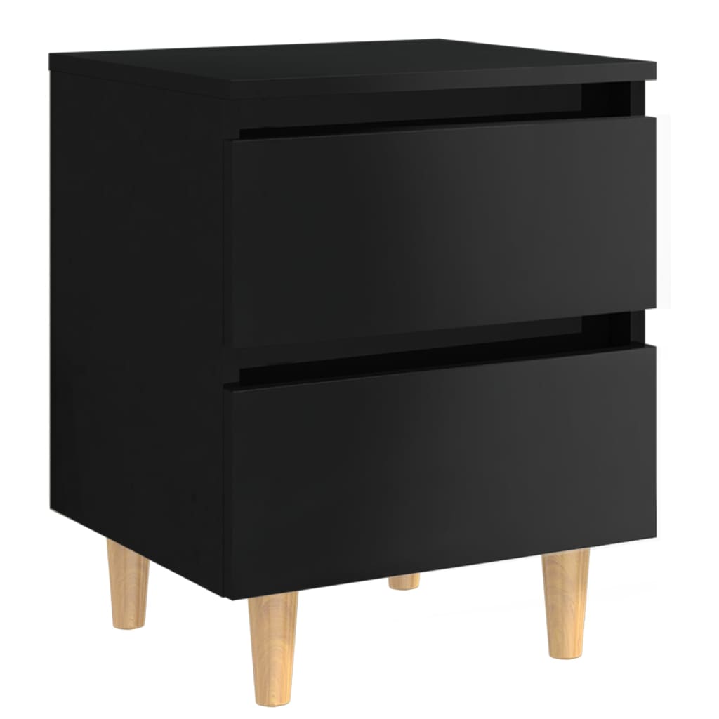 vidaXL Bed Cabinets & Pinewood Legs 2 pcs High Gloss Black 40x35x50cm