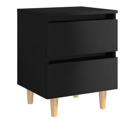 vidaXL Bed Cabinets & Pinewood Legs 2 pcs High Gloss Black 40x35x50cm