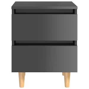 vidaXL Nattbord med heltre furuben høyglans grå 40x35x50 cm