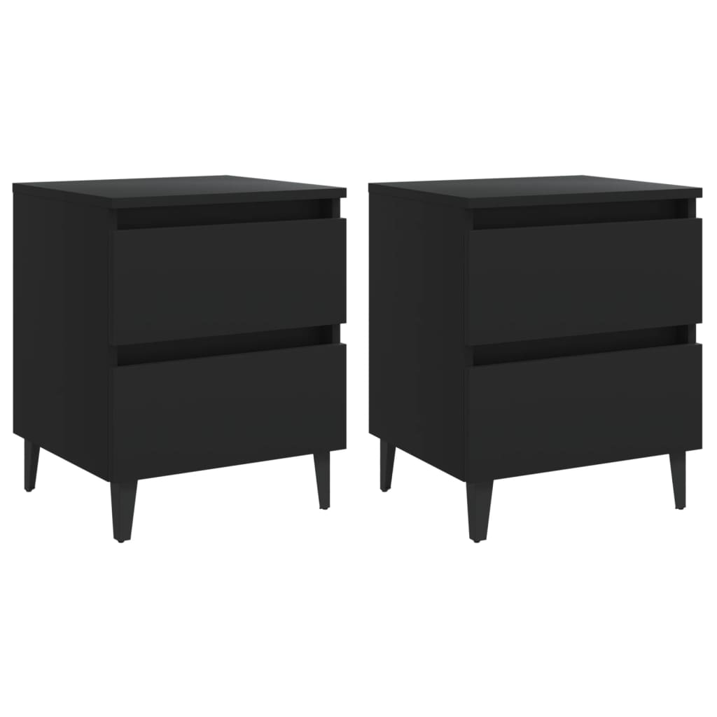 

vidaXL Bed Cabinets 2 pcs Black 15.7"x13.8"x19.7" Chipboard
