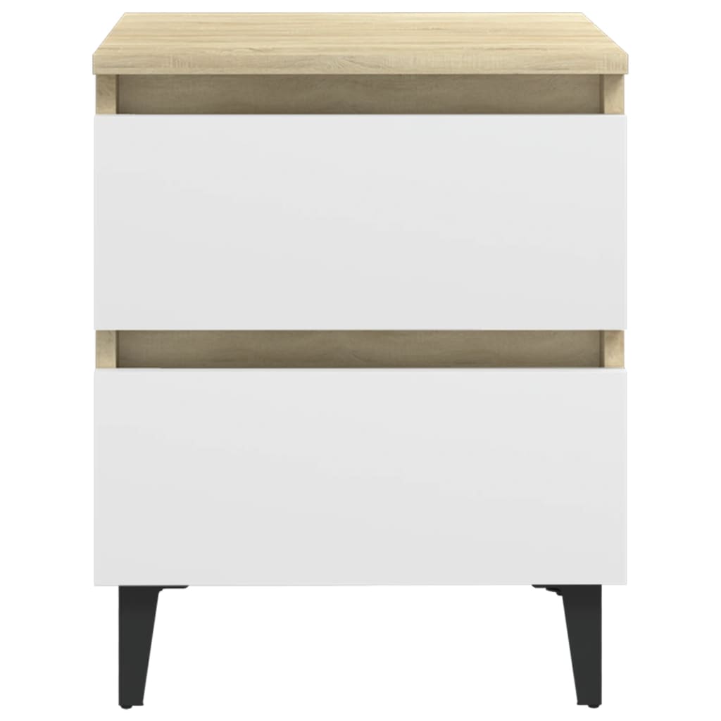 vidaXL Bed Cabinet White and Sonoma Oak 40x35x50 cm Engineered Wood