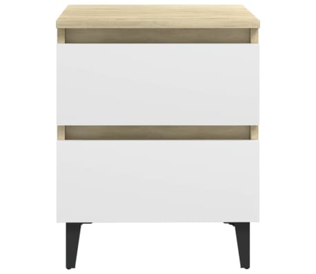 vidaXL Bed Cabinet White and Sonoma Oak 40x35x50 cm Engineered Wood
