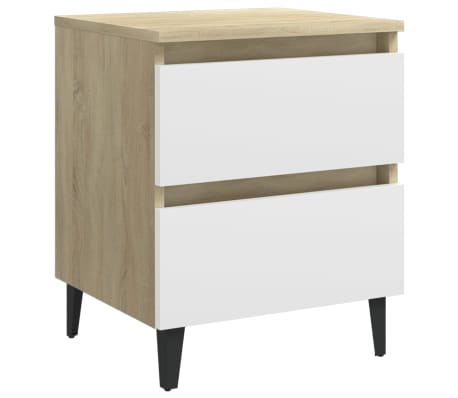 vidaXL Bed Cabinets 2 pcs White and Sonoma Oak 40x35x50 cm Engineered Wood