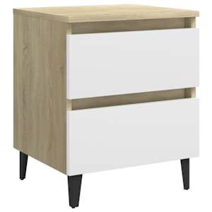 vidaXL Nattbord 2 stk hvit og sonoma eik 40x35x50 cm konstruert tre