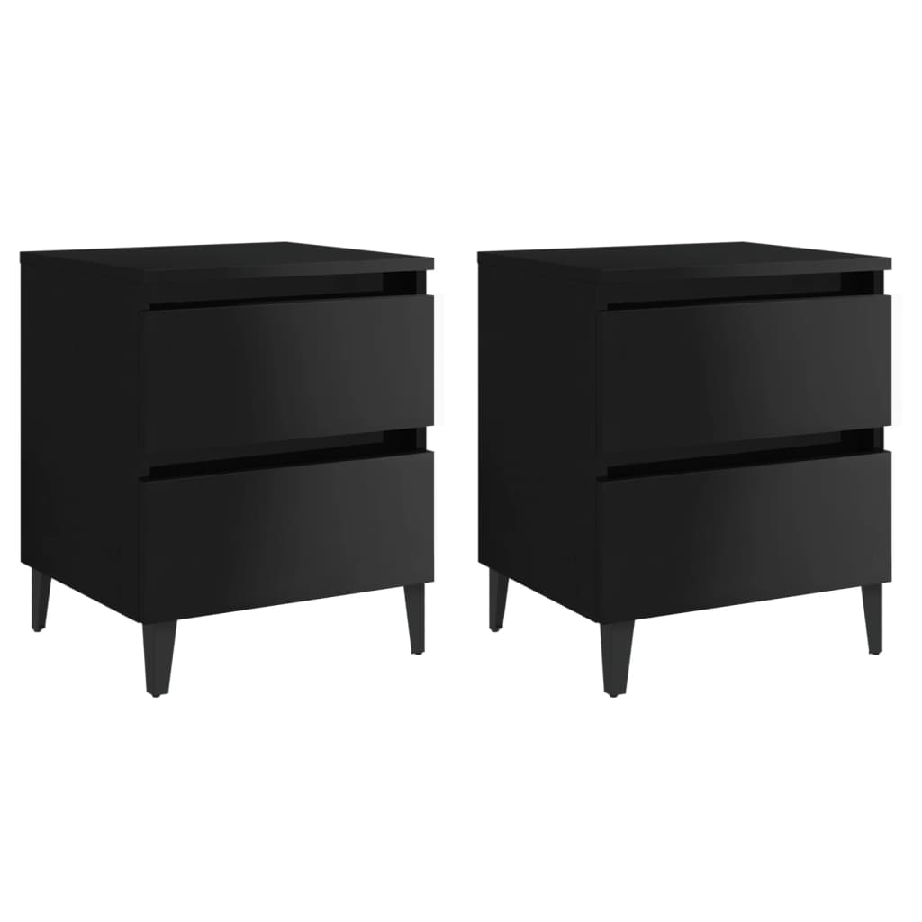 

vidaXL Bed Cabinets 2 pcs High Gloss Black 15.7"x13.8"x19.7" Engineered Wood