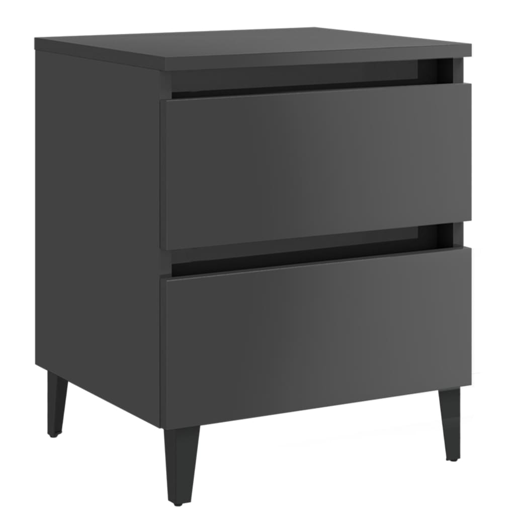 vidaXL Bed Cabinets 2 pcs High Gloss Gray 15.7"x13.8"x19.7" Engineered Wood