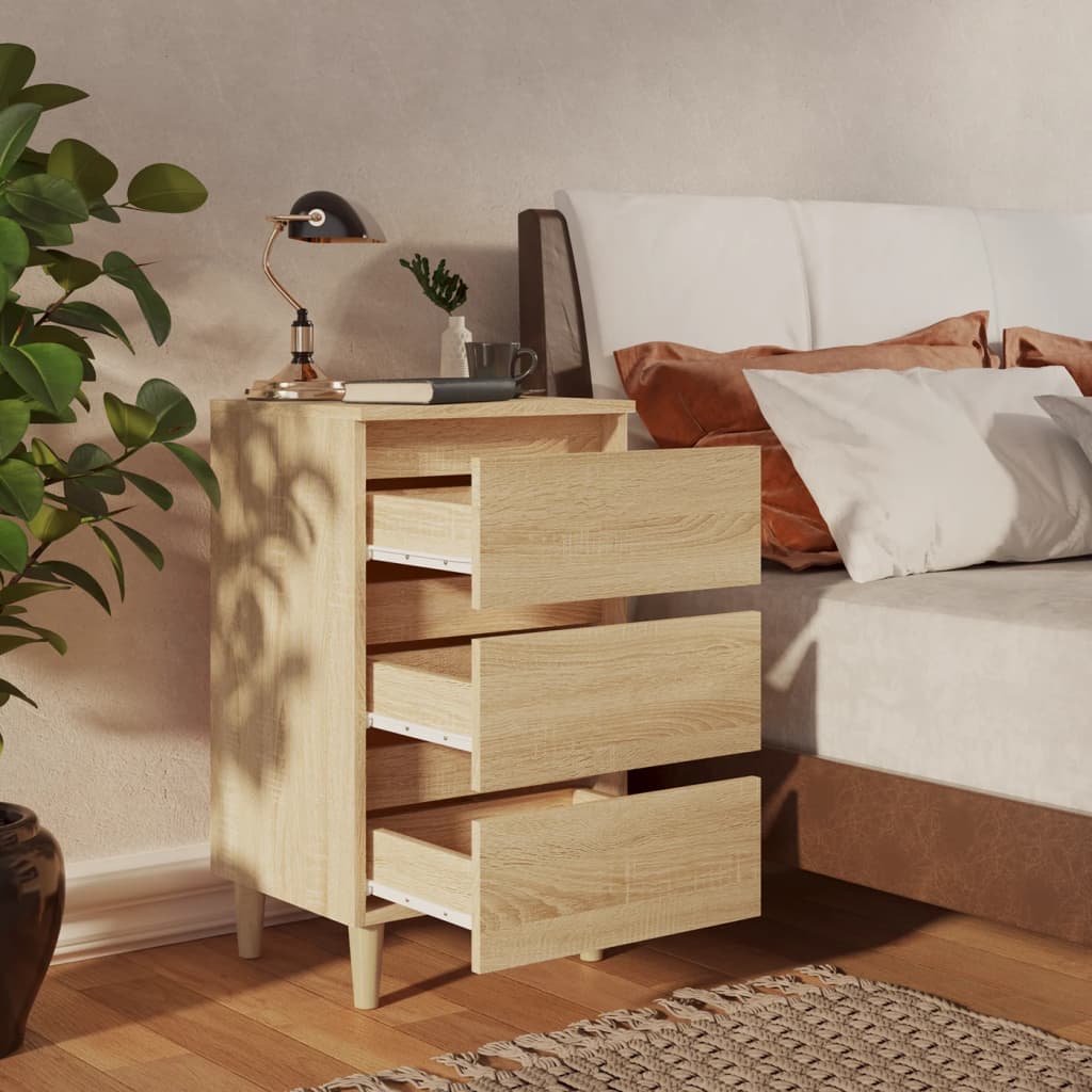 

vidaXL Nachtkastjes 2 st met houten poten 40x35x69 cm sonoma eiken