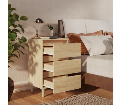 vidaXL Nattbord med ben i heltre 2 stk sonoma eik 40x35x69 cm