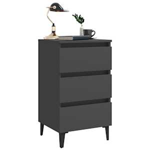 vidaXL Nattbord med metallben gr&aring; 40x35x69 cm