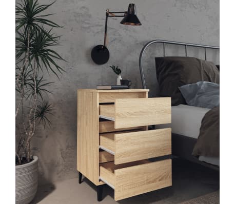 vidaXL Κομοδίνα 2 τεμ. Sonoma Δρυς 40 x 35 x 69 εκ. με Μεταλλικά Πόδια