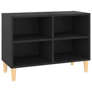 TV stolek nohy z masivního dřeva černý 69,5 x 30 x 50 cm - obrázek 2