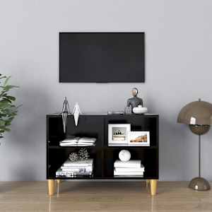 TV stolek nohy z masivního dřeva černý 69,5 x 30 x 50 cm - obrázek 1