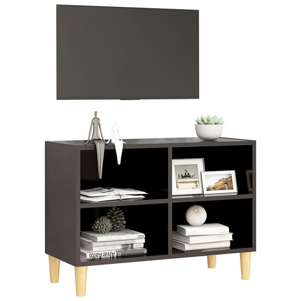 

vidaXL Tv-meubel met massief houten poten 69,5x30x50 cm grijs