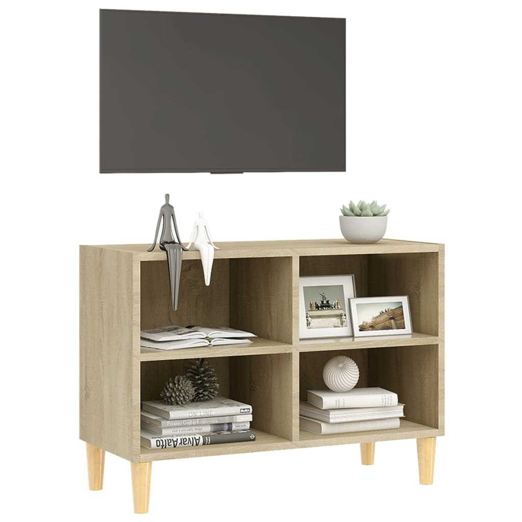 vidaXL Mueble de TV patas de madera maciza roble Sonoma 69,5x30x50cm
