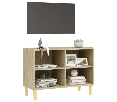 vidaXL Meuble TV avec pieds en bois massif Chêne sonoma 69,5x30x50 cm