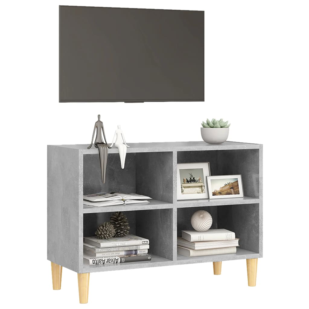 Thumbnail - vidaXL TV-Schrank mit Massivholz-Beinen Betongrau 69,5x30x50 cm