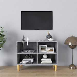 TV stolek nohy z masivního dřeva betonově šedý 69,5x30x50 cm - obrázek 1