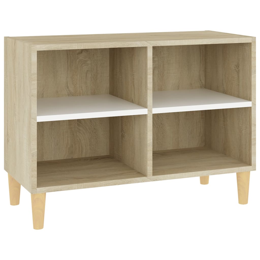 

vidaXL TV Cabinet & Solid Wood Legs White and Sonoma Oak 27.4"x11.8"x19.7"