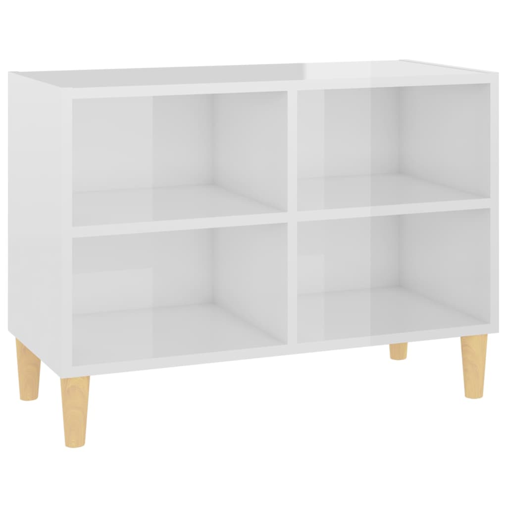 

vidaXL TV Cabinet with Solid Wood Legs High Gloss White 27.4"x11.8"x19.7"