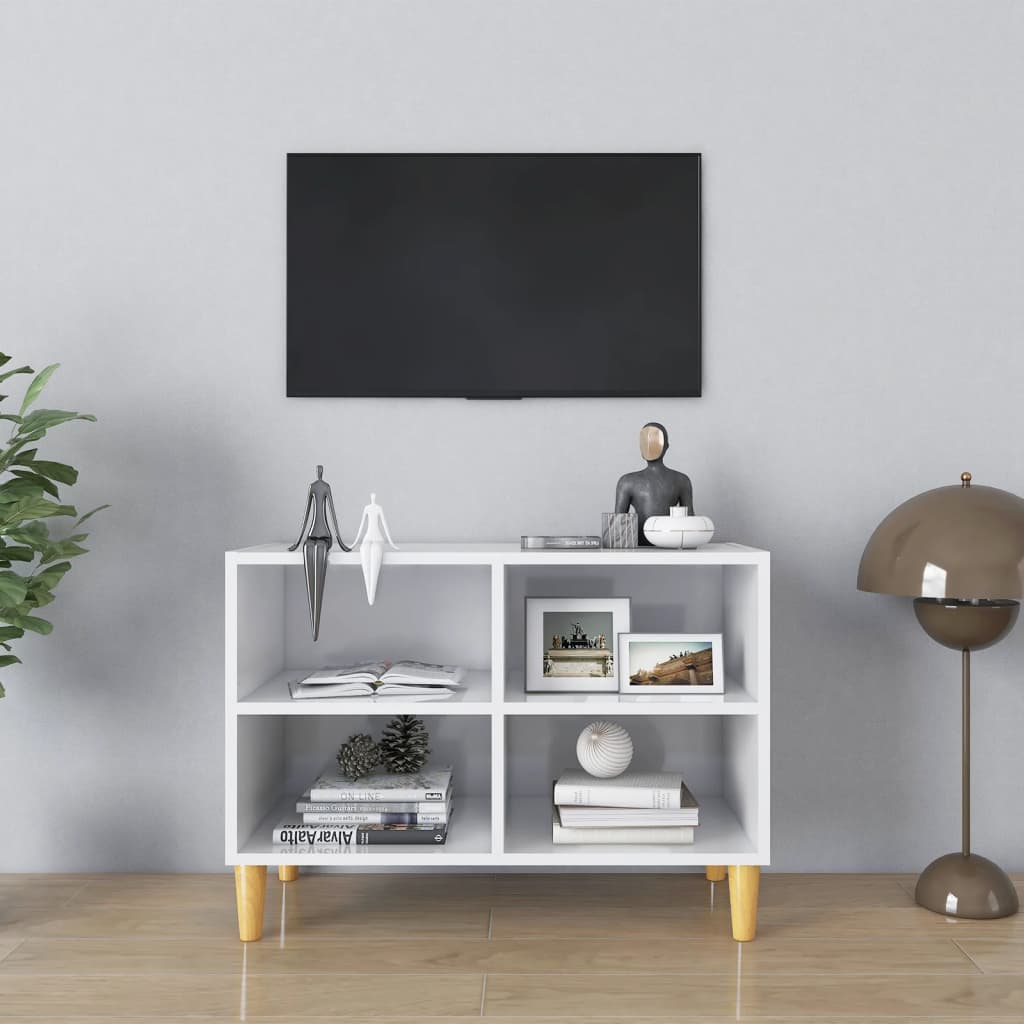 TV-Schrank mit Metallbeinen Hochglanz-Weiß 69,5x30x50cm