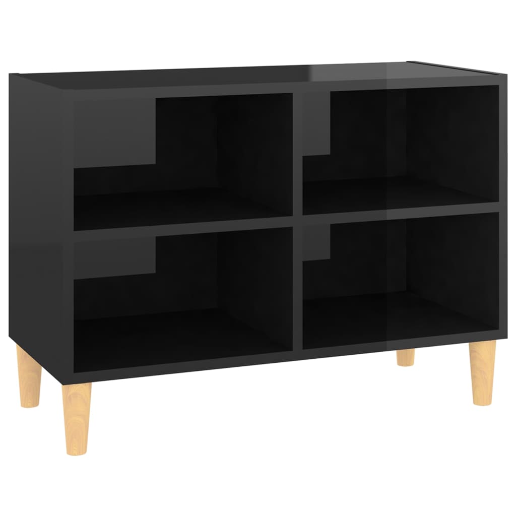 

vidaXL TV Cabinet with Solid Wood Legs High Gloss Black 27.4"x11.8"x19.7"