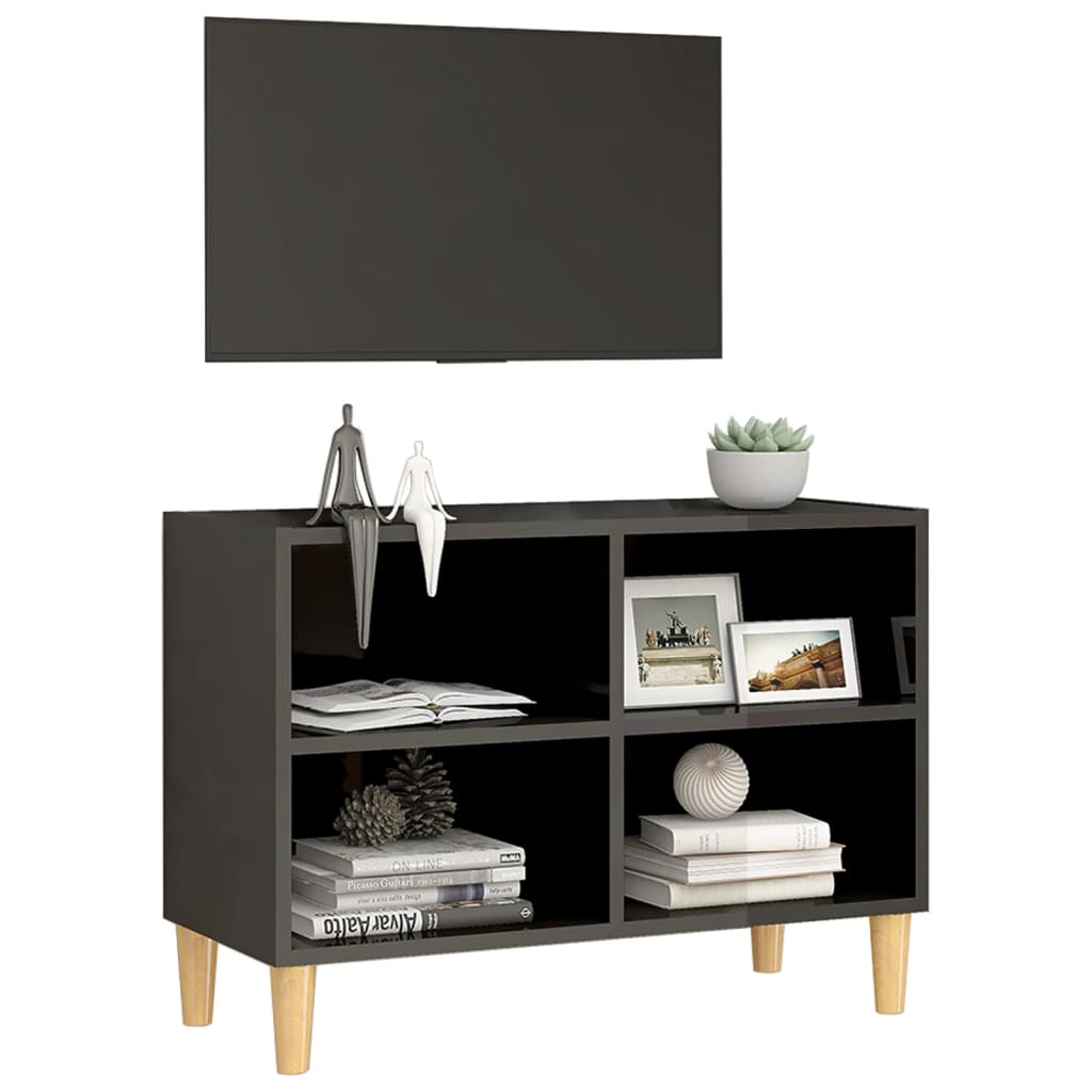 

vidaXL Tv-meubel met houten poten 69,5x30x50 cm hoogglans grijs