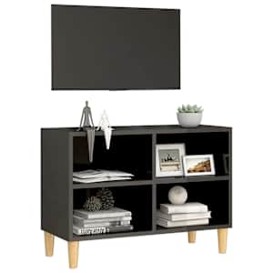 TV stolek nohy z masivního dřeva šedý vysoký lesk 69,5x30x50 cm - obrázek 3