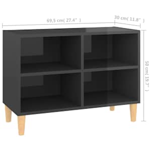 TV stolek nohy z masivního dřeva šedý vysoký lesk 69,5x30x50 cm - obrázek 6