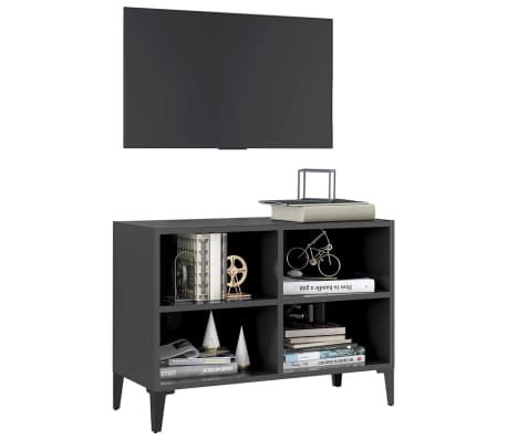 vidaXL TV spintelė su metalinėmis kojelėmis, pilka, 69,5x30x50cm