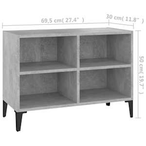 TV stolek s kovovými nohami betonově šedý 69,5 x 30 x 50 cm - obrázek 6