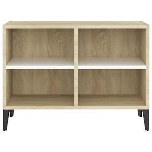 TV stolek s kovovými nohami bílý a dub sonoma 69,5 x 30 x 50 cm - obrázek 4
