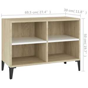 TV stolek s kovovými nohami bílý a dub sonoma 69,5 x 30 x 50 cm - obrázek 6