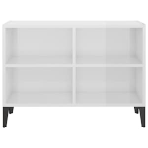 TV stolek s kovovými nohami bílý vysoký lesk 69,5 x 30 x 50 cm - obrázek 4