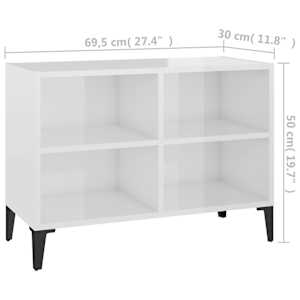 TV stolek s kovovými nohami bílý vysoký lesk 69,5 x 30 x 50 cm - obrázek 6