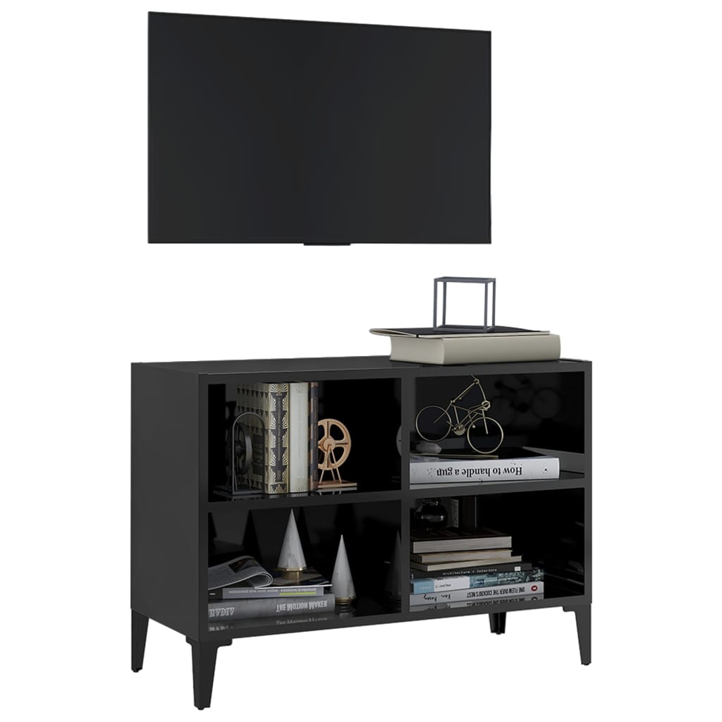 

vidaXL Tv-meubel met metalen poten 69,5x30x50 cm hoogglans zwart
