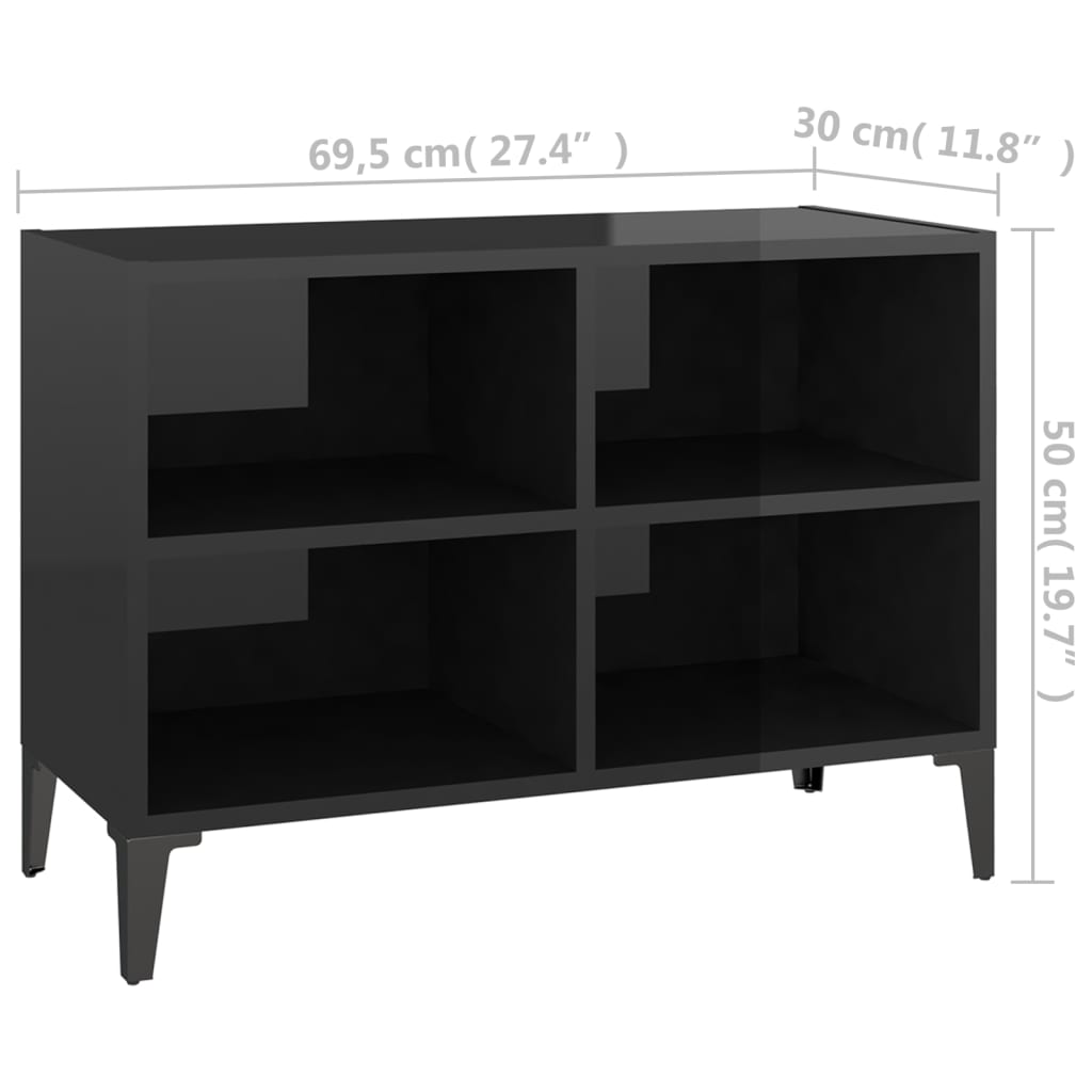 Meuble TV avec pieds en métal Noir brillant 69,5x30x50 cm | meublestv.fr 7