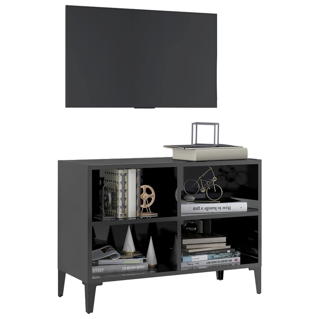 

vidaXL Tv-meubel met metalen poten 69,5x30x50 cm hoogglans grijs