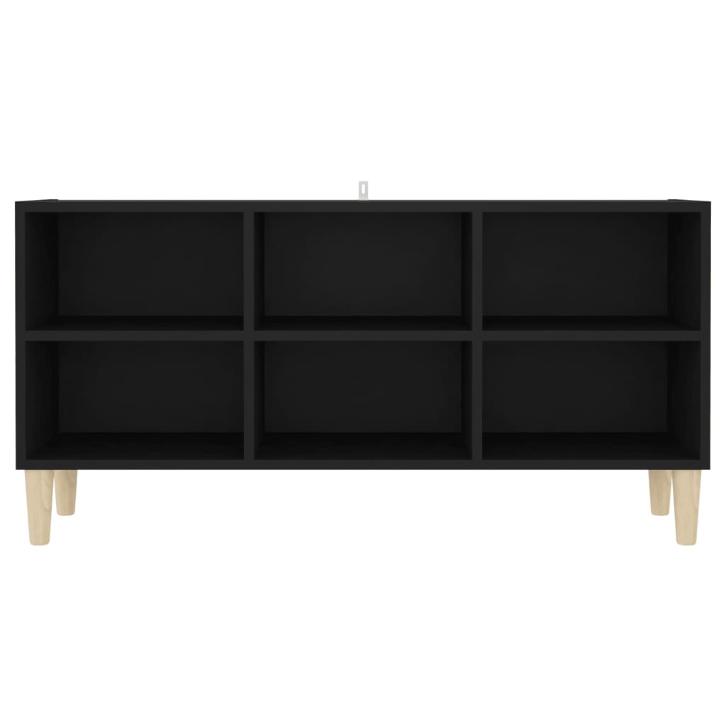 Meuble TV avec pieds en bois massif Noir 103,5x30x50 cm | meublestv.fr 5
