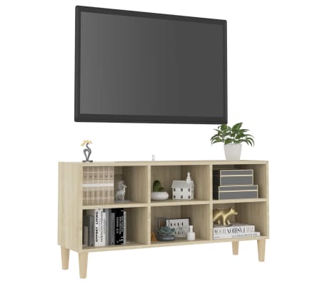 vidaXL TV spintelė su medinėmis kojelėmis, ąžuolo, 103,5x30x50cm