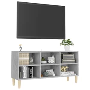 vidaXL TV spintelė su medinėmis kojelėmis, pilka, 103,5x30x50cm