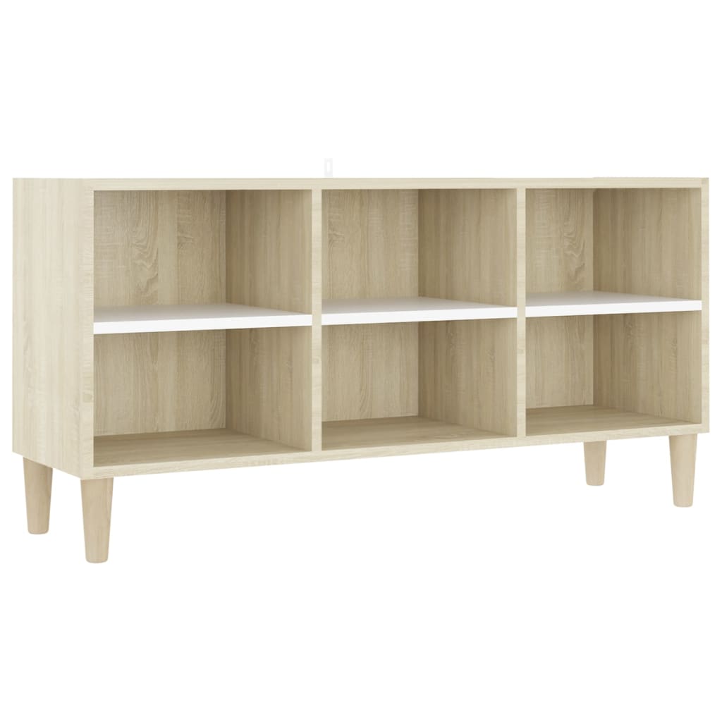 

vidaXL TV Cabinet with Solid Wood Legs White and Sonoma Oak 40.7"x11.8"x19.7"