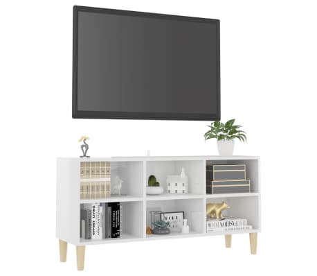 vidaXL TV spintelė su medinėmis kojelėmis, balta, 103,5x30x50cm