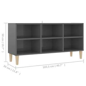 TV stolek masivní dřevěné nohy vysoký lesk šedý 103,5x30x50cm - obrázek 6