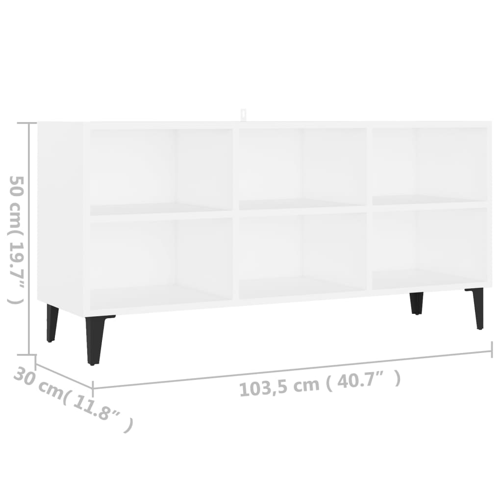 Meuble TV avec pieds en métal Blanc 103,5x30x50 cm | meublestv.fr 7
