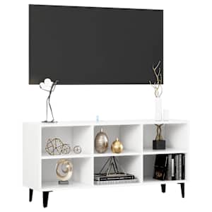 TV stolek s kovovými nohami bílý 103,5 x 30 x 50 cm - obrázek 3