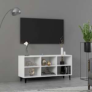 TV stolek s kovovými nohami bílý 103,5 x 30 x 50 cm - obrázek 1